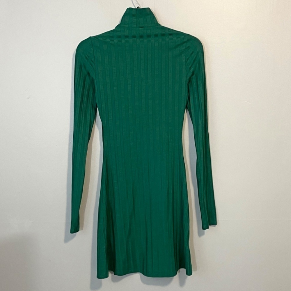Last Chance! New Reformation Libra Tencel Ribbed Mockneck Dress Emerald Green XS - Picture 4 of 8